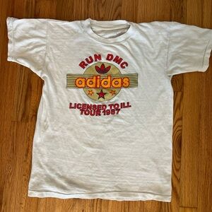 Vintage Adidas Run DMC white tee - Licensed to ill tour 1987